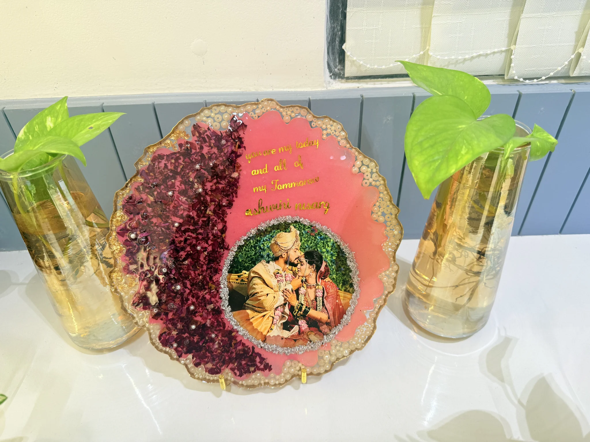 Crimson Rose Botanical Resin Clock