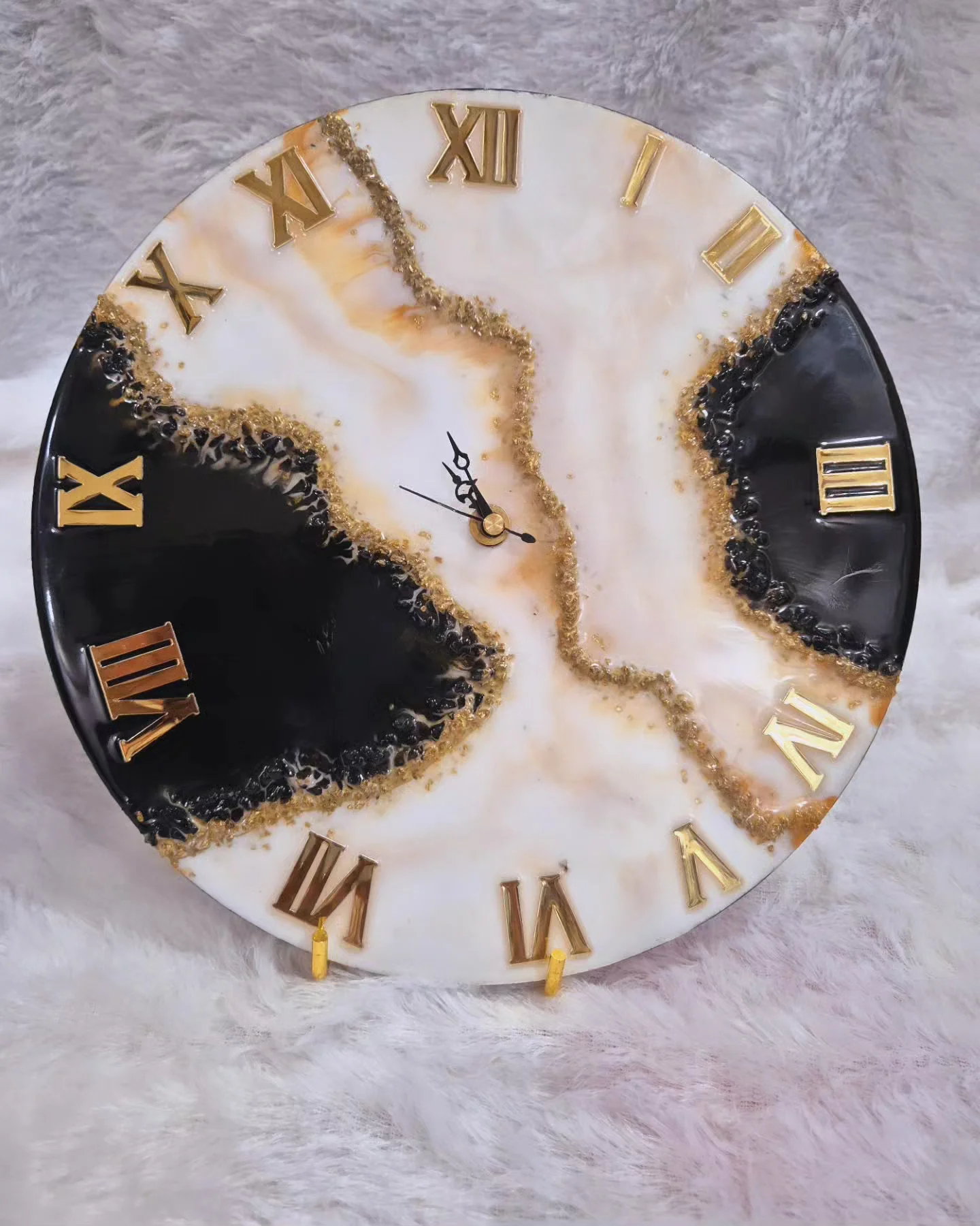 Black & Gold Roman Geode Clock