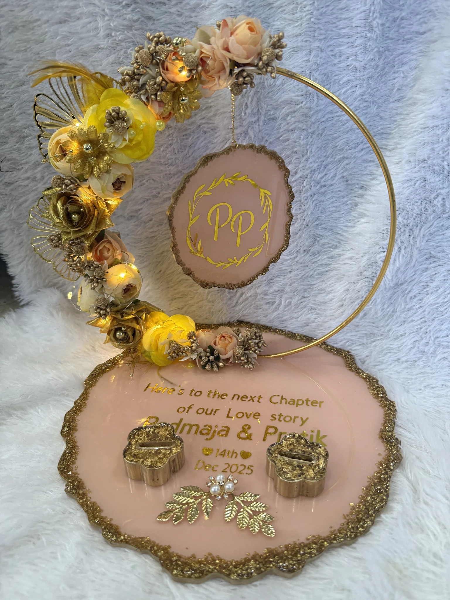 Golden Floral Hoop Ring Platter