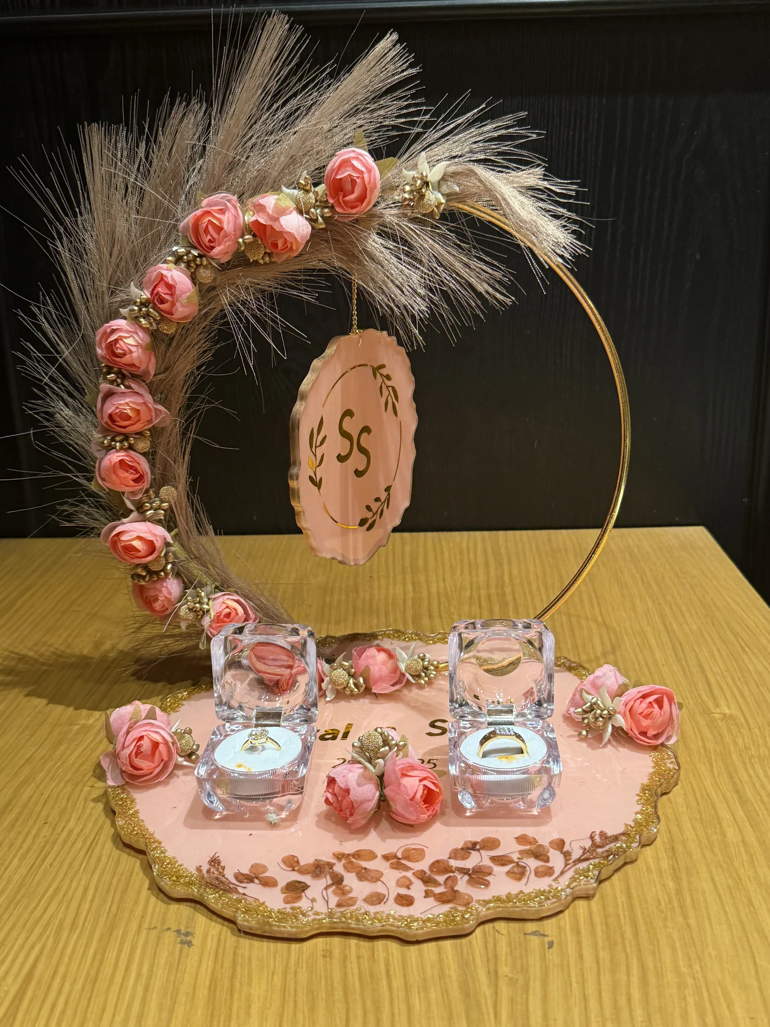 Bespoke Pampas Grass & Floral Engagement Ring Platter